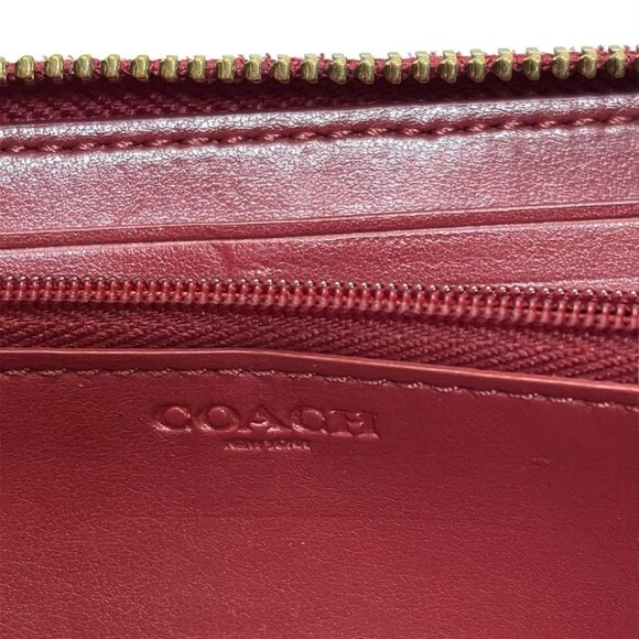 Auth COACH Signature F54630 Dark Brown Black Red PVC Leather - Long Wallet - Picture 4 of 5